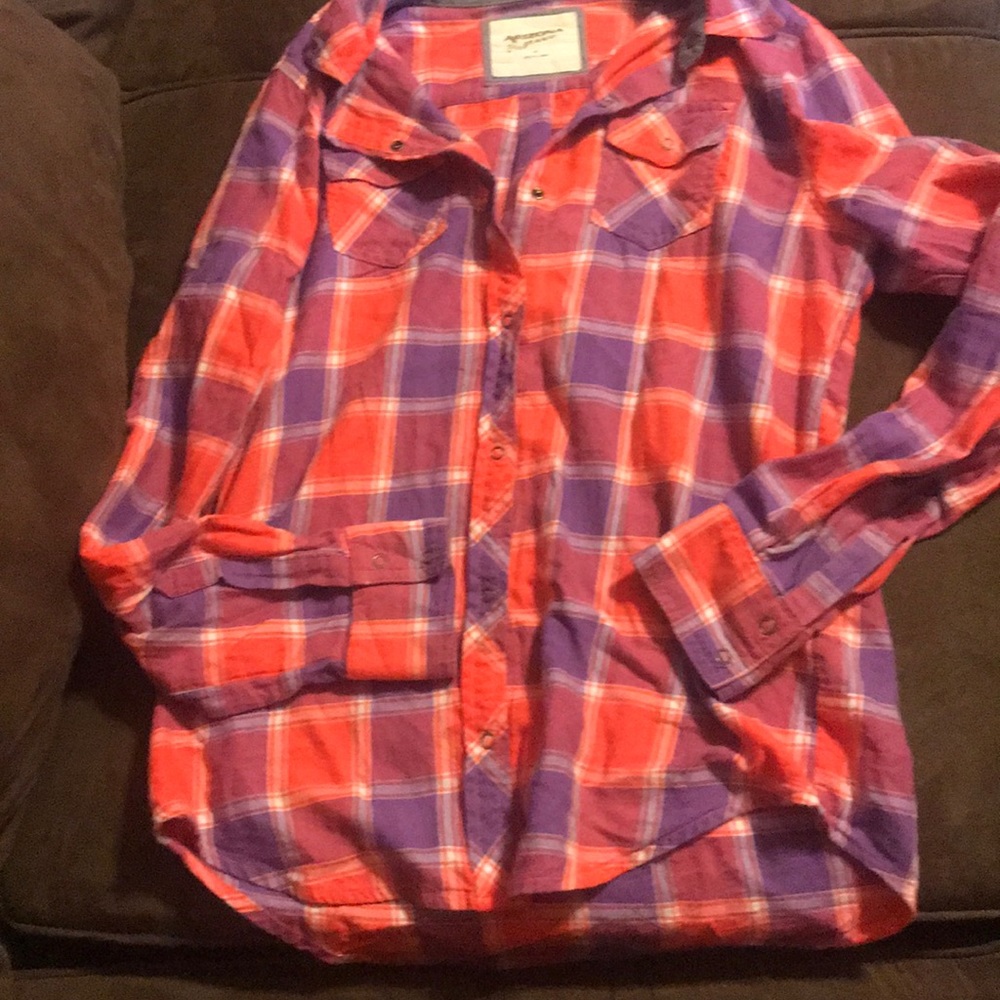 Purple and Pink Plaid Snap Front Shirt